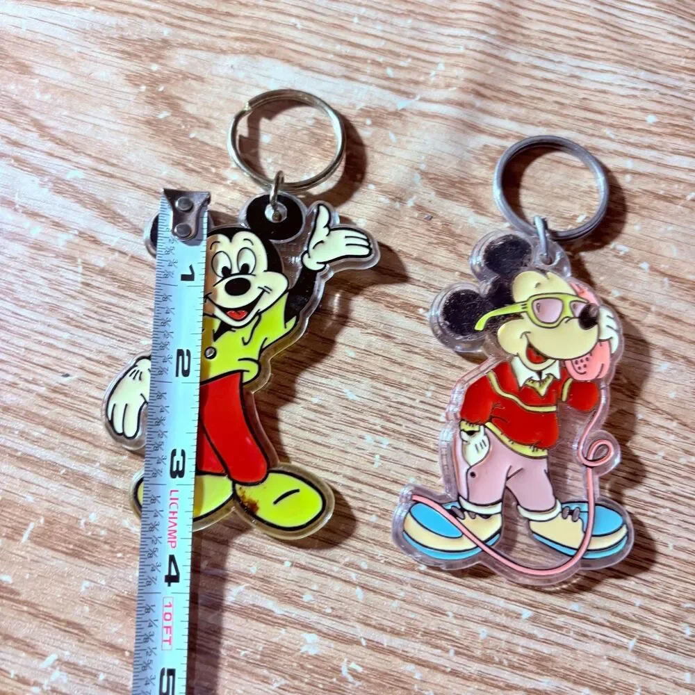 Lot of 3 Vintage Mickey Mouse Plastic Key Chains Disney Collectable